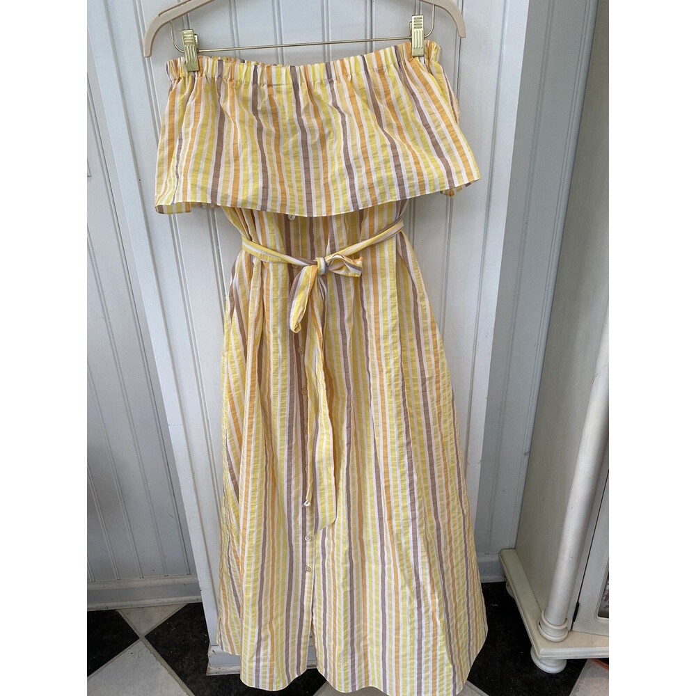 NWT Lemlem Size M Yellow Gold Strapless Maxi Dress Boho Beachwear